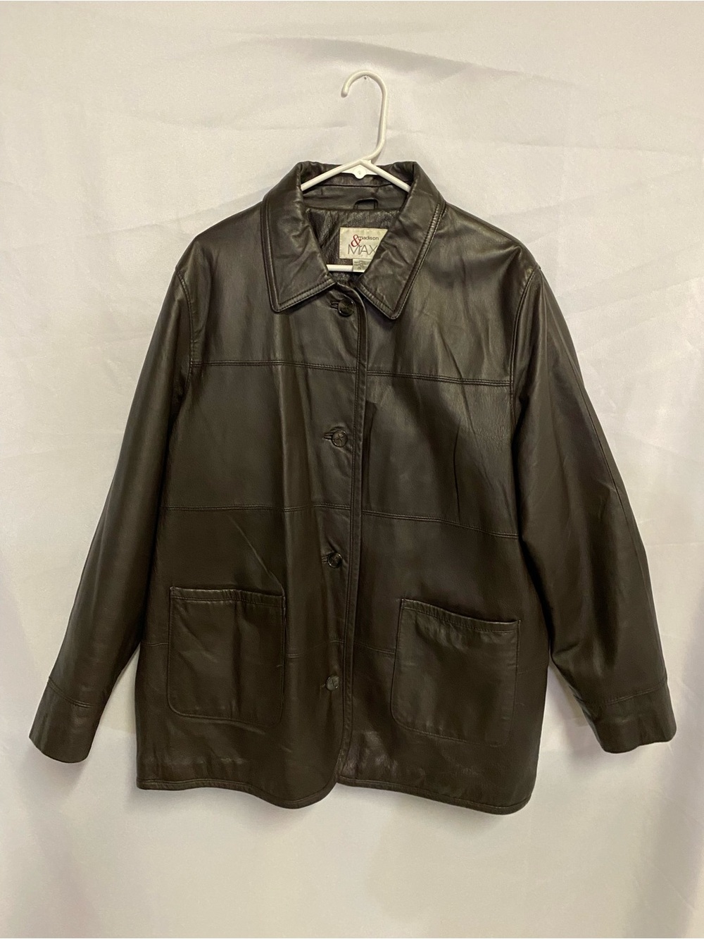 Dark Brown Leather Button-Front Jacket by Max & Co.